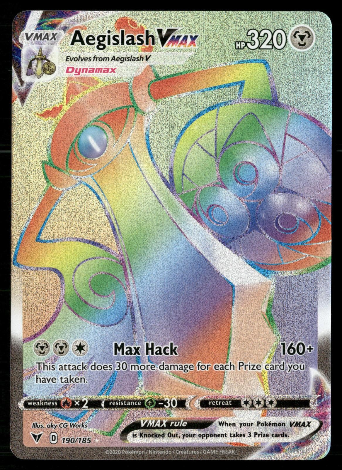Aegislash VMAX 190/185 Rainbow Rare Vivid Voltage Pokemon Holo NM