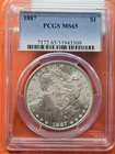 1887 Morgan Silver Dollar PCGS MS 65