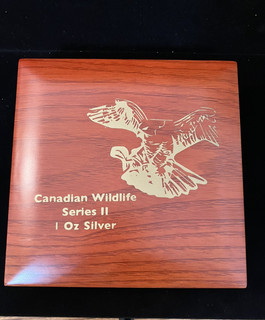 Canadian Wildlife Series Birds Of Prey Wooden Coin Box for 4 X 1oz Silver Coins