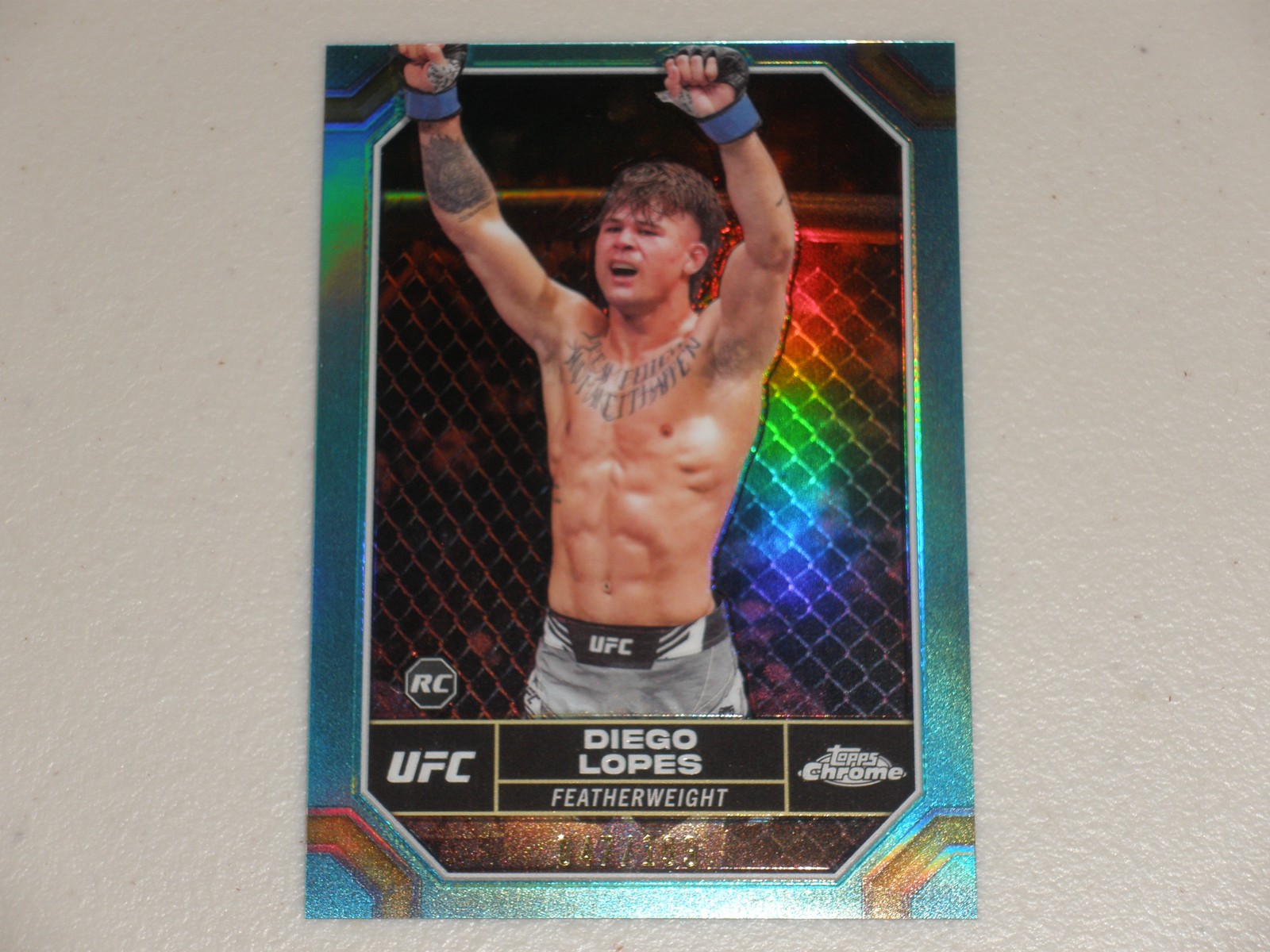 2024 Topps Chrome UFC Aqua Refractor #26 Diego Lopes 047/199