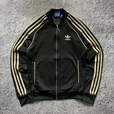 Vintage Adidas Originals Navy Green Track Bomber Jacket Size S