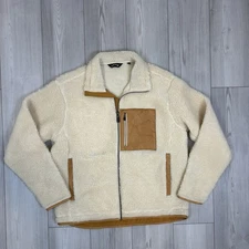 Orvis Sz Large Stowe Leather Sherpa Fleece Winter Jacket Coat Full Zip Men’s