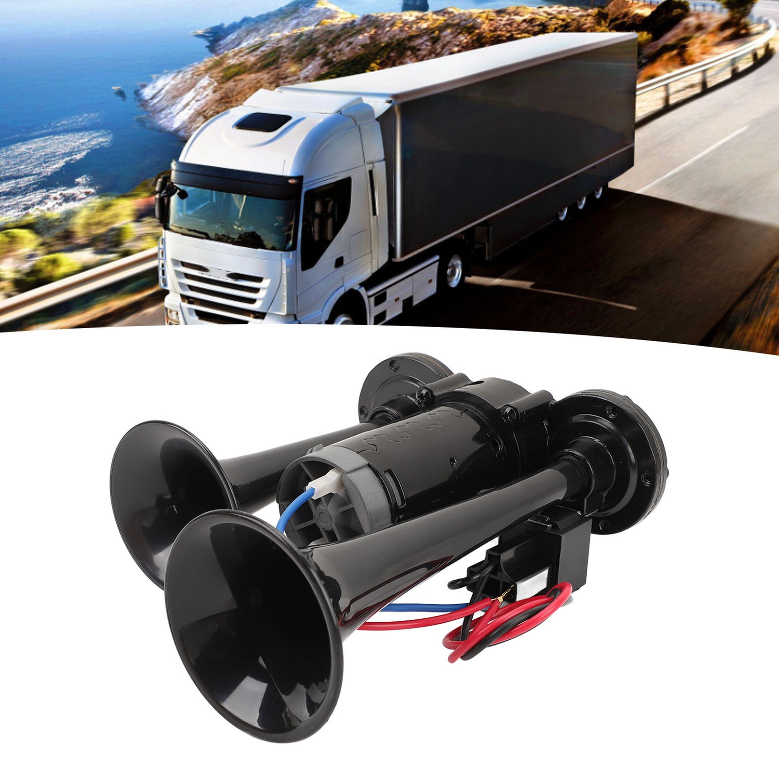 DC24V 130dB Dual Trumpet Horn Loud Sound Dual Trumpet Air Horn For Truck Car