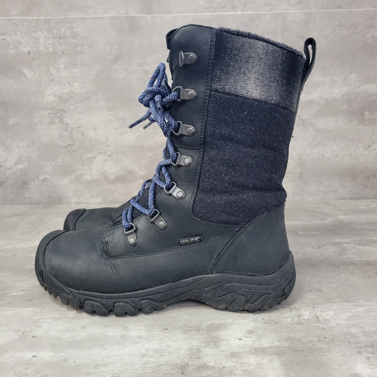 Stivali Keen donna Greta alti in pelle impermeabili isolati neri taglia 7 5