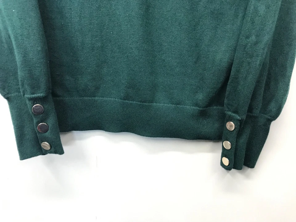 Ann Taylor Loft Women's Green V-Neck Knit Long Sleeve Sweater Size M - Image 4 of 4