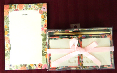 NEW Lot of 2 Rifle Paper Co Note Paper W/Pen Set Stationery Floral Design Flower