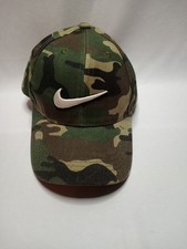 Vintage Nike Camouflage Baseball Hat Adjustable Strap White Swoosh Trucker Cap