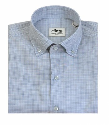 Wear Sierra Men's Cotton Short Sleeve Button Down Shirt in Light Blue Plaid