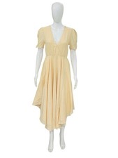 LoveShackFancy Women's USA Flowy Boho Summer Long Beige Maxi Gown Dress Size S 4