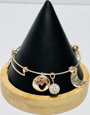 Gold Tone Adjustable Bracelet Moon Dangle Charm