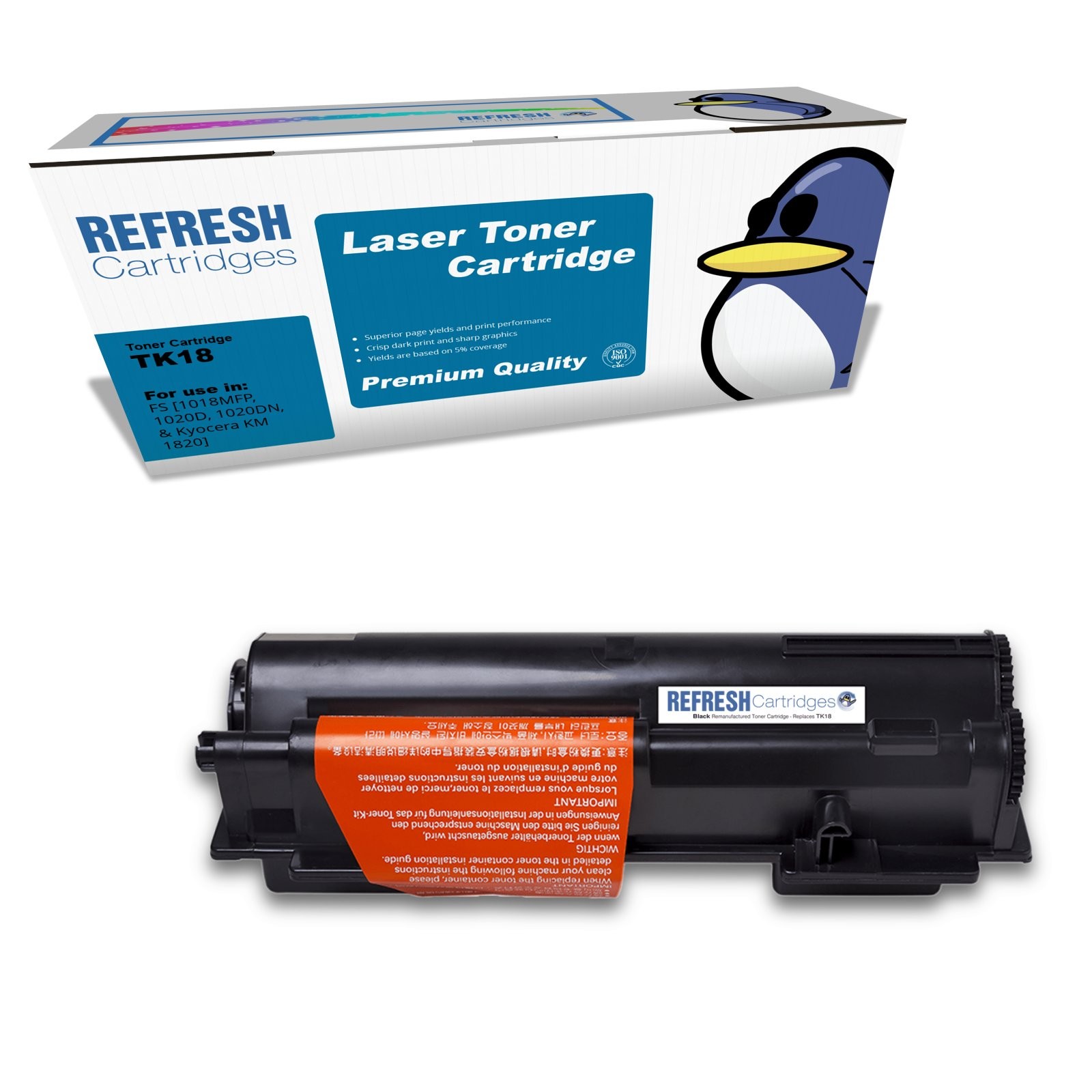 Refresh Cartridges Black TK18 Toner Compatible With Kyocera Printers