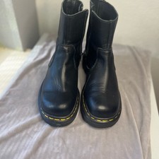 Dr. Martens Kids Black Boots with Yellow Stitching