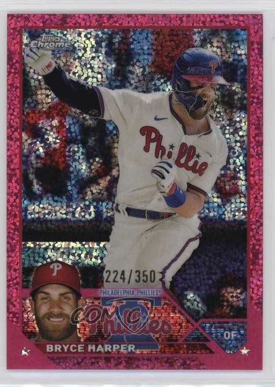 2023 Topps Chrome Magenta Speckle Refractor 224/350 Bryce Harper #3 14eo