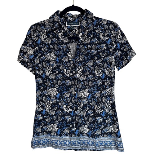 Karen Scott Damen Petite Blumendruck Kurzarm Knopfleiste Shirt Oberteil XS - Bild 6 von 12