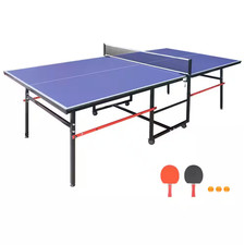 8 Ft. Mid-Size Foldable Table Tennis Table Ping Pong Table Set with Net, 2 Paddl
