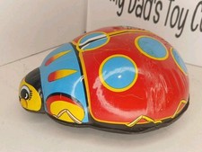Vintage 1960's TPS Tin Litho Ladybug Working Friction Wind Up Made In Japan Toy