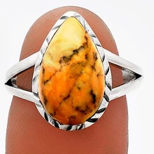 Natural Honey Dendritic Opal 925 Sterling Silver Ring s.8 Jewelry R-1074