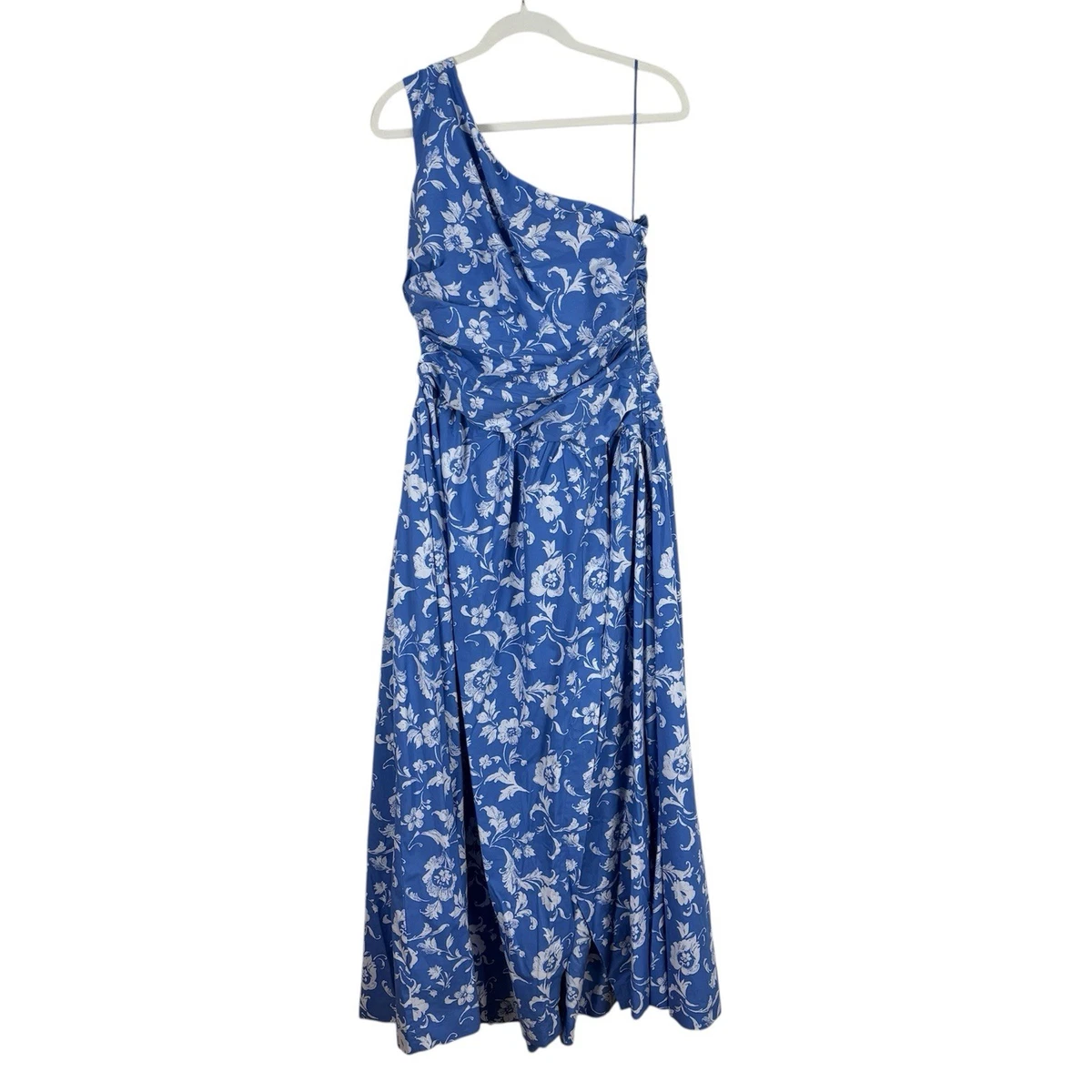 princess polly baby blue dress Abercrombie & Fitch Floral-Print Square-Neck Midi Dress in Blue