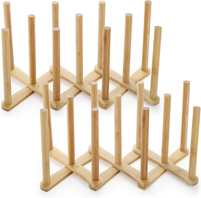 2 Pack Bamboo Bottle Drying Rack, Retractable Bottle Cup Dish Drying Rack, Plast