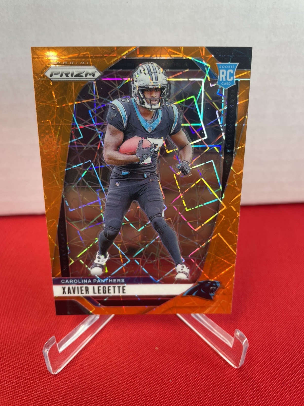 2024 Panini Prizm Xavier Legette Orange Lazer Prizm RC #398 Carolina Panthers