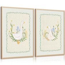 Vintage Nursery Goose Wall Art Decor Baby Girl Room Canvas Poster Sage Green ...
