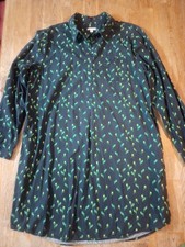 Women's Gap XL Navy L/S Dress Midi Bird Design Peasant Cottage Core