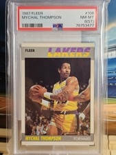 MYCHAL THOMPSON LOS ANGELES LAKERS 1987 FLEER BASKETBALL CARD #108 PSA 8