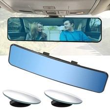 11.4 Inch Blue Tint Universal Clip On Rearview Mirror Anti Glare Wide Angle