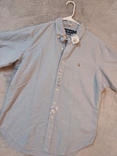 NEW Polo Ralph Lauren Shirt Mens Large Iconic Blue Chambray Flesh Pony Oxford