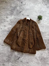 Rare vintage women's fox fur coat, brown, size 8