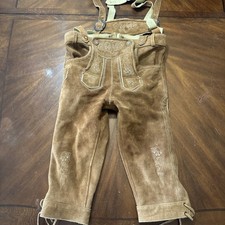 Edelnice Lederhosen Shorts Mens 46 Brown Suede Leather Suspenders Oktoberfest