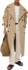 Farktop Womens Oversized Long Trench Coat Double Breasted Lapel Windproof Overco