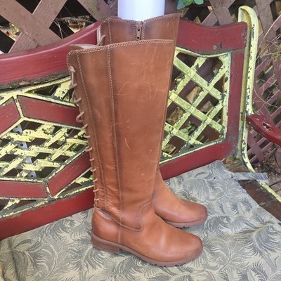 Sofft Sharnell Brown Suede & Leather Lace up Buckled Knee High Boots - 8.5M