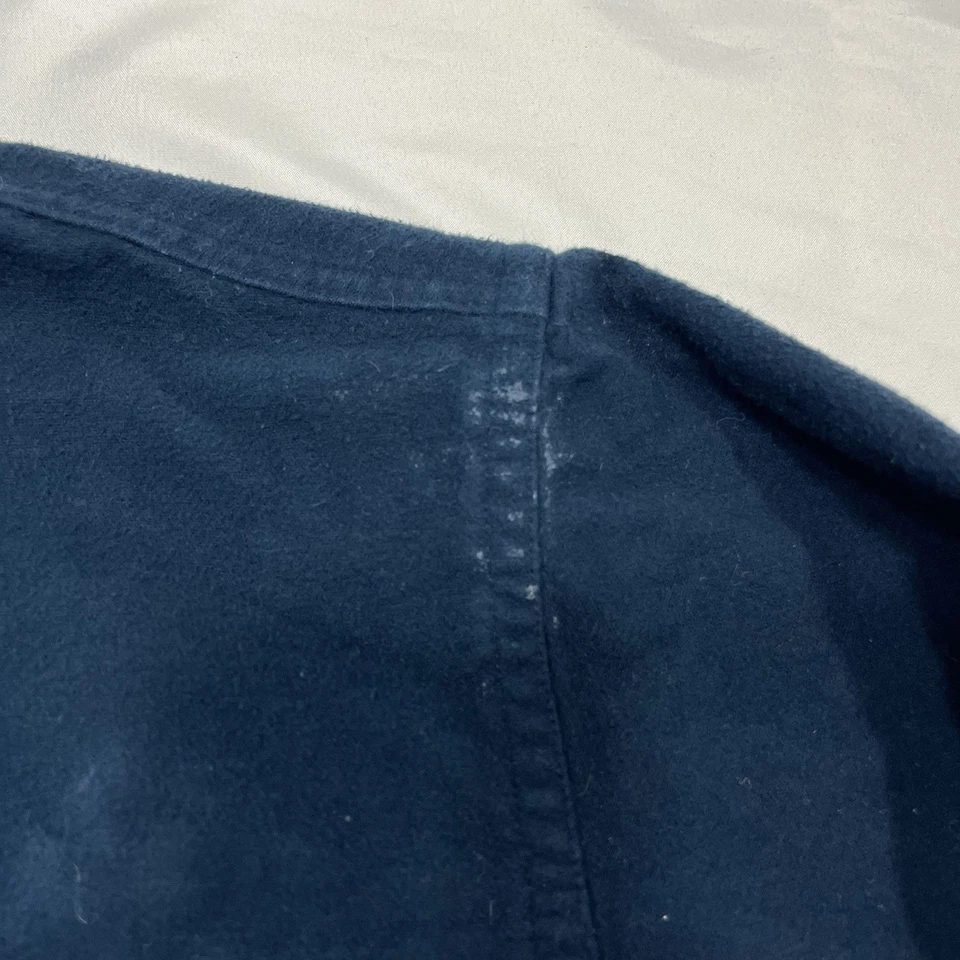 LL Bean Chamois Shirt Mens M Blue Button Up Thick Flannel Cotton 0 MT03 STAIN* - Image 3 of 4