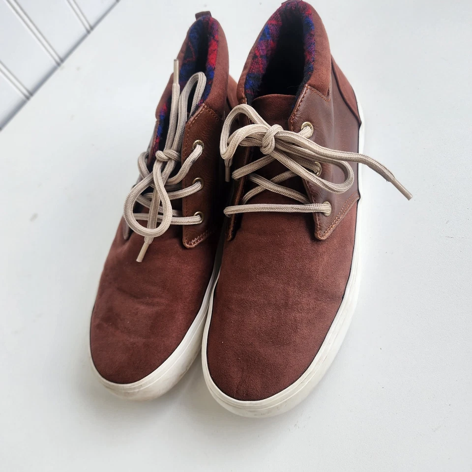 Old Navy Midtop Kids Boys Brown  Faux Leather Casual  Sneakers Shoes Lace Sz 6 - Image 3 of 4