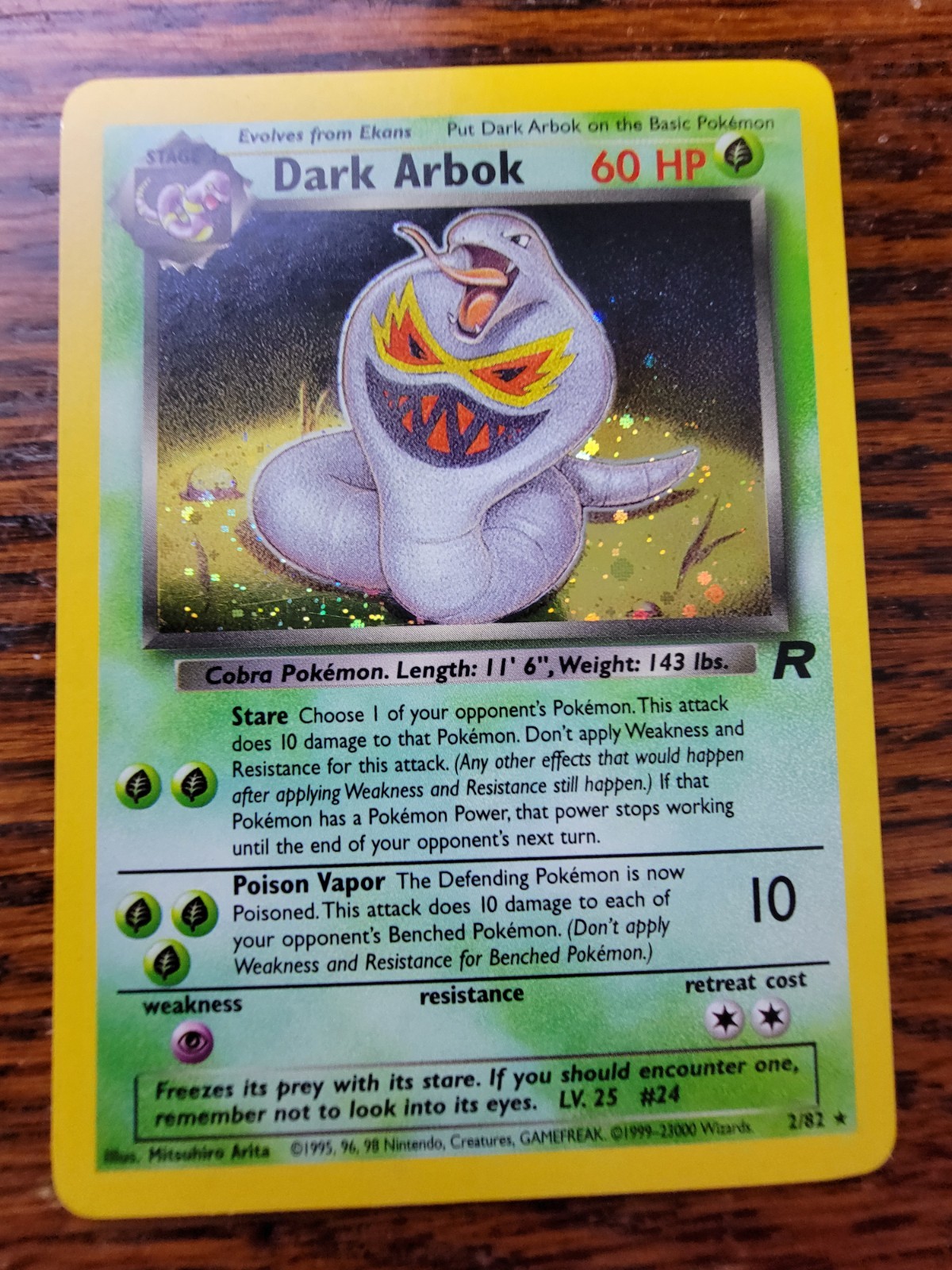LP* Dark Arbok Rare Holo Pokemon Card Team Rocket 2/82 Basic 1999 Holographic