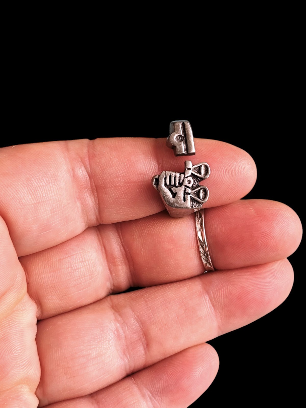 Size 9 Expandable Adjustable Solid Pewter Libra B… - image 3