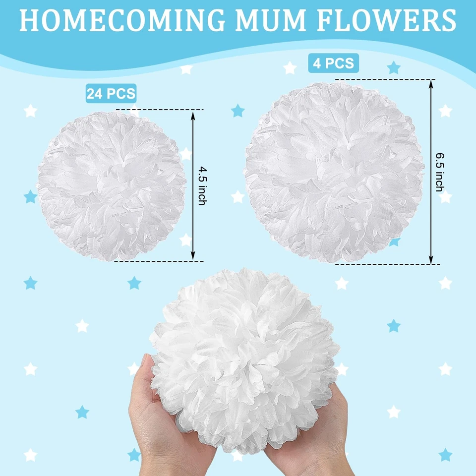 28 peças decoração de flores para mãe de regresso a casa 6,5/4,5 polegadas seda artificial falsa C... - Imagem 2 de 4