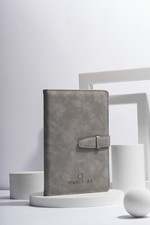 A5 Leather Habit Tracker Journal Refillable Undated Notebook Cloud Gray