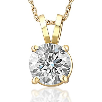 0,75ct runder natürlicher Diamant Solitär Anhänger Halskette 14k Weiß- oder Gelbgold
