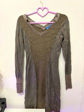 Simply Vera Vera Wang Gray Ribbed Knit V-Neck Long Sleeve Sweater Dress S
