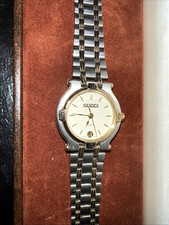 GUCCI 9000L WATCH Woman White Dial Gold SILVER Quartz DATE VINTAGE Ladies