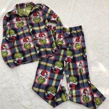 Dr. Seuss The Grinch Kids Christmas 2-piece Pajama Set Size 10 button down