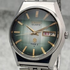 Working SEIKO TYPE II 0903-8140 Quartz Watch Men's Green Dial Nine-Sided Cut