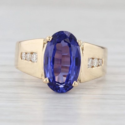 3.17 Ct Oval Cut Tanzanite Ring Engagement Ring 14K Solid Yellow Gold