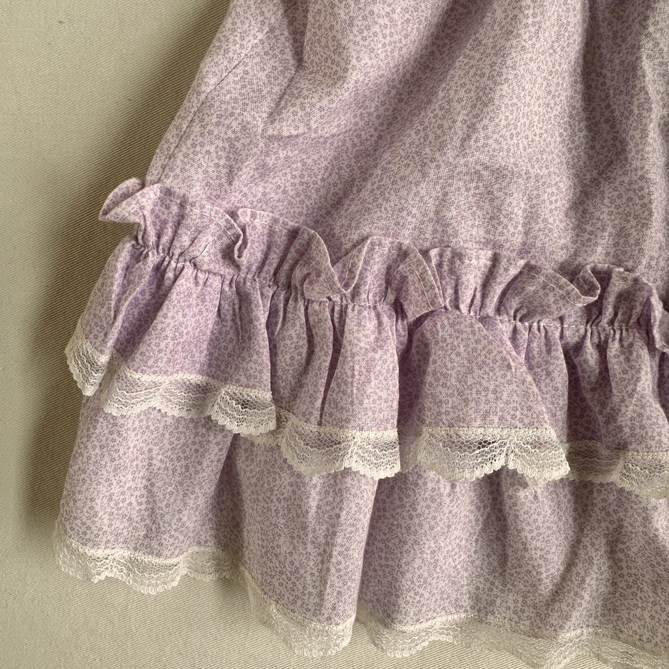 VTG Bryan Dress Girls sz 2T Purple White Ditsy Floral Pearl Trim Collar Hem USA - Image 4 of 4