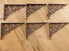 6 Antique Style Shelf Brace Wall Bracket Cast Iron Brackets Vine Garden Shed