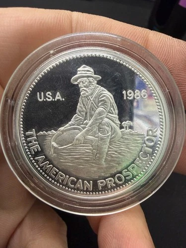 1986 ENGELHARD PROSPECTOR PROOF 999 SILVER COIN ROUND SUPER RARE  500 MADE 6EN7