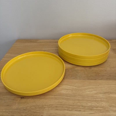 Heller Melamine Set of 4 Plates Yellow Massimo Vignelli 1970s Italy