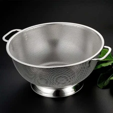 Stainless Steel Kitchen Bowl Drainer Vegetable Sieve Colander Fine Mesh Strainer